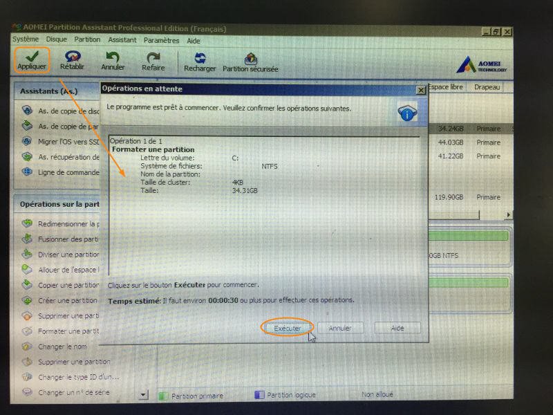 Formater partition systeme