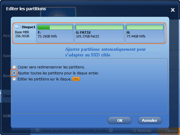 Ajuster partitions