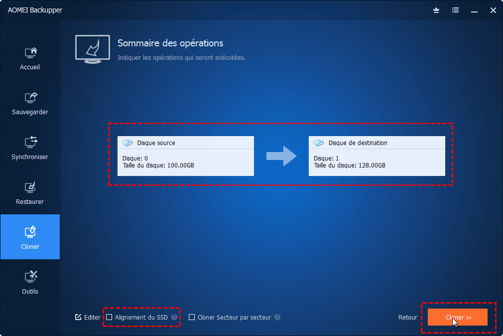 Cloner sur SSD