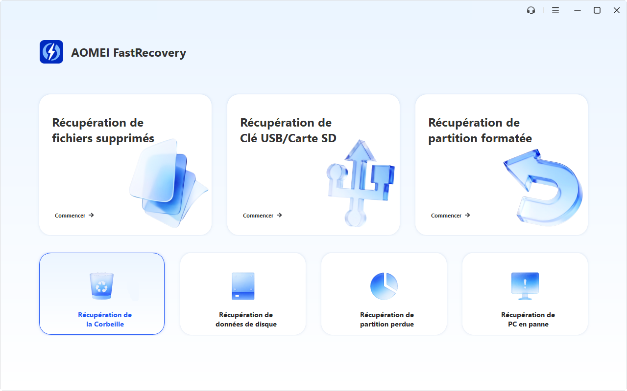 Choisissez Récupération de la Corbeille dans AOMEI FastRecovery