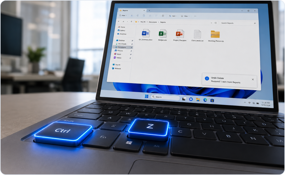 Utiliser les touches Ctrl et Z pour annuler une suppression