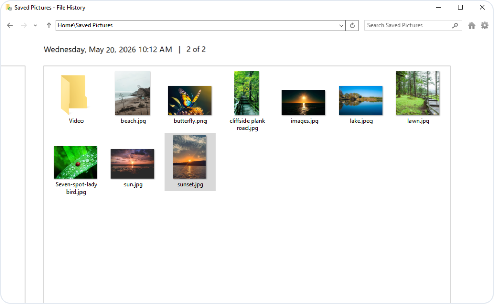 Restaurer des fichiers personnels avec l'Historique des fichiers Windows