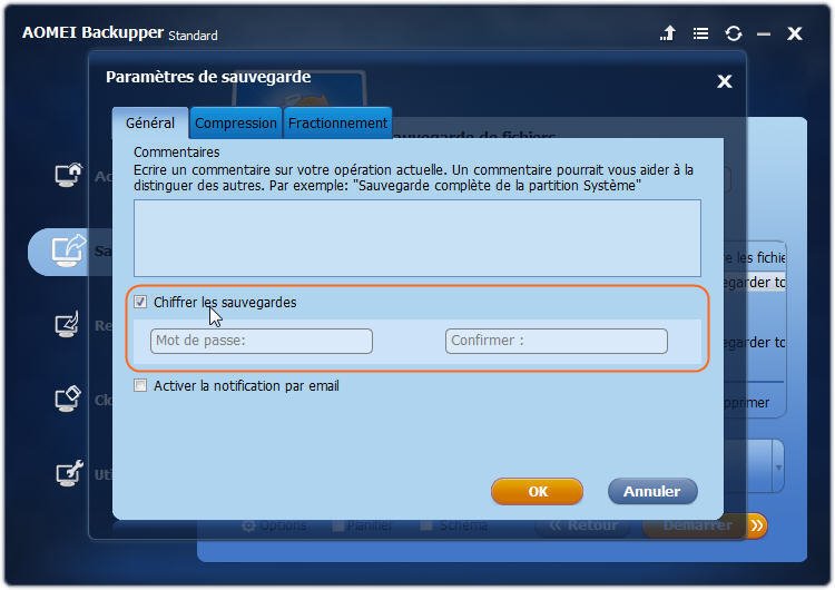 Chiffrer la sauvegarde